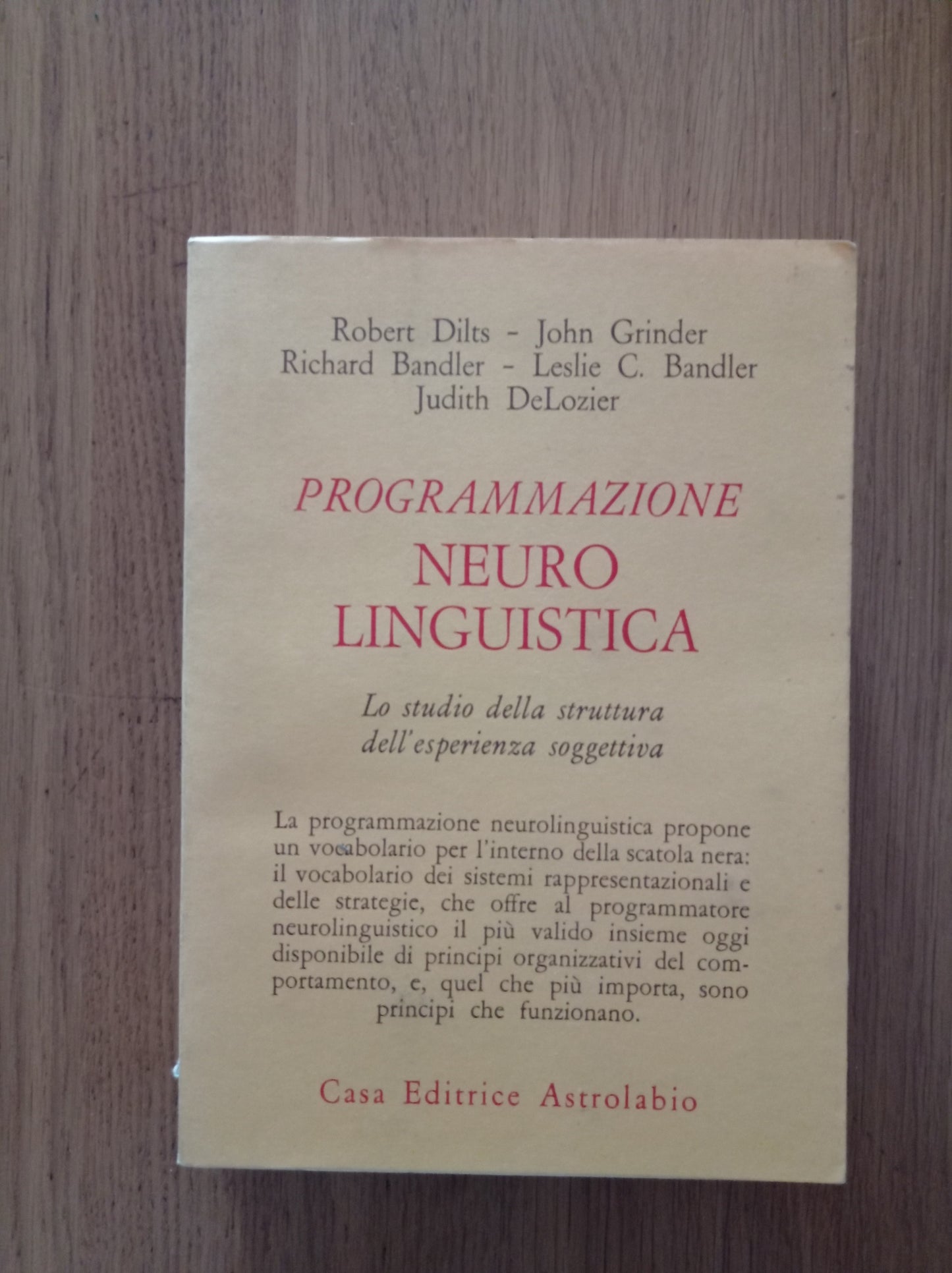 Programmazione neurolinguistica : lo studio della struttura dell'esperienza soggettiva - copertina