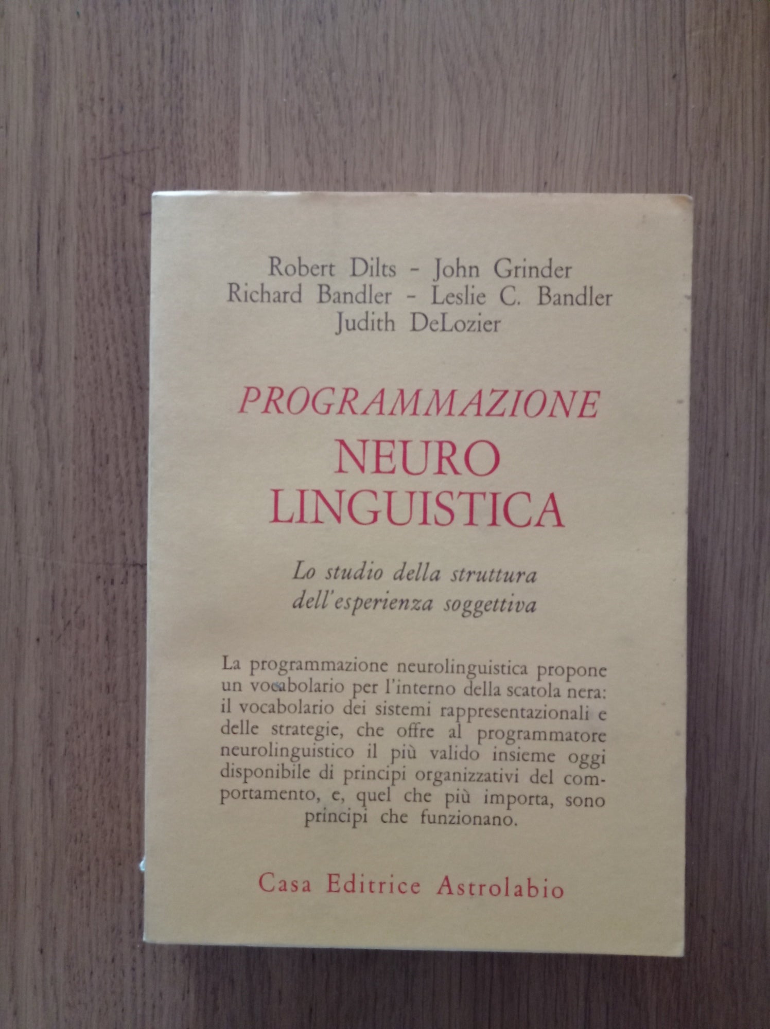Programmazione neurolinguistica : lo studio della struttura dell'esperienza soggettiva - copertina