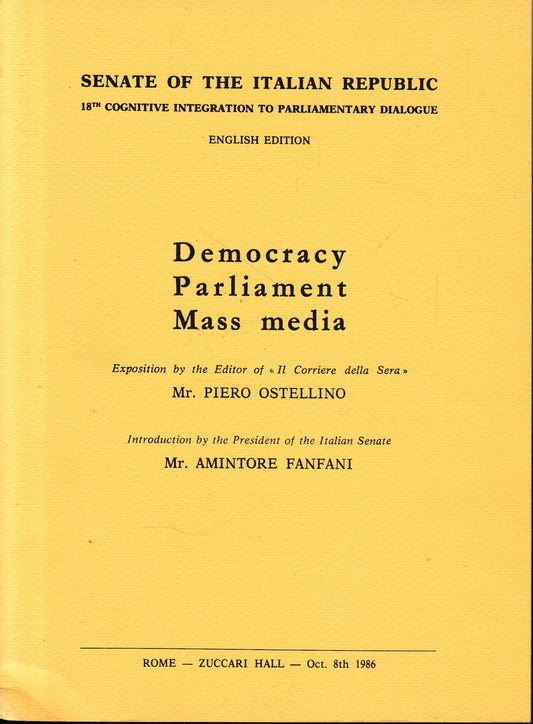 Senate of  the Italian Republic. Democracy. Parliament. Mass Media. English Edition. - copertina
