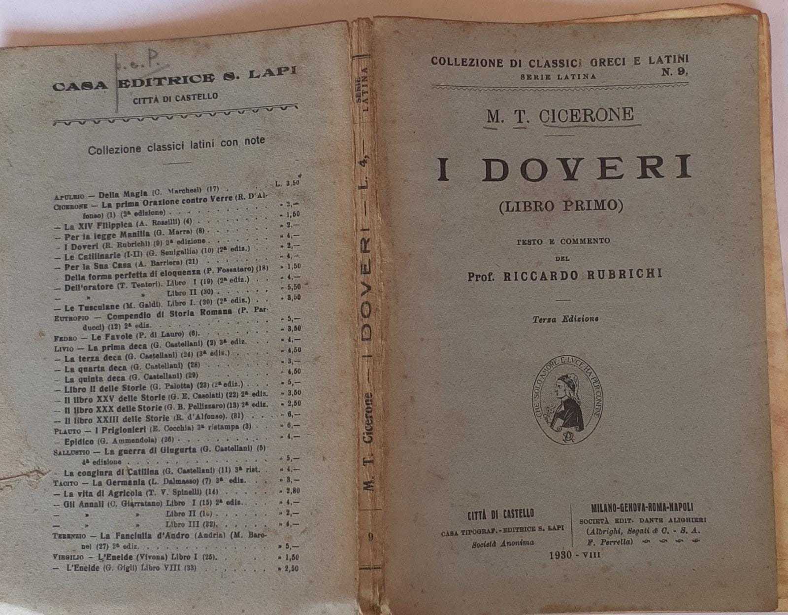 I doveri (Libro primo). Testo e commento del Prof. Riccardo Rubrichi - copertina