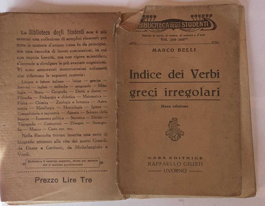 Indice dei verbi greci irregolari - copertina