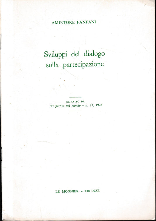 Sviluppi del dialogo sulla partecipazione. Estratto da: Prospettive nel mondo - n. 23, 1978 - copertina