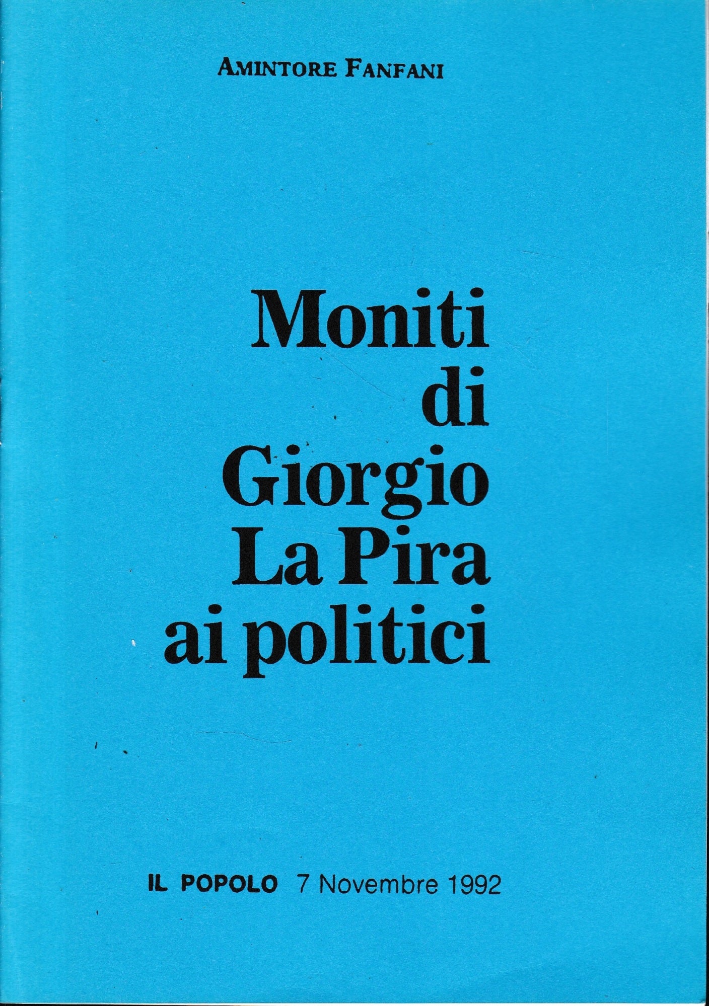 Moniti di Giorgio La Pira ai politici - copertina