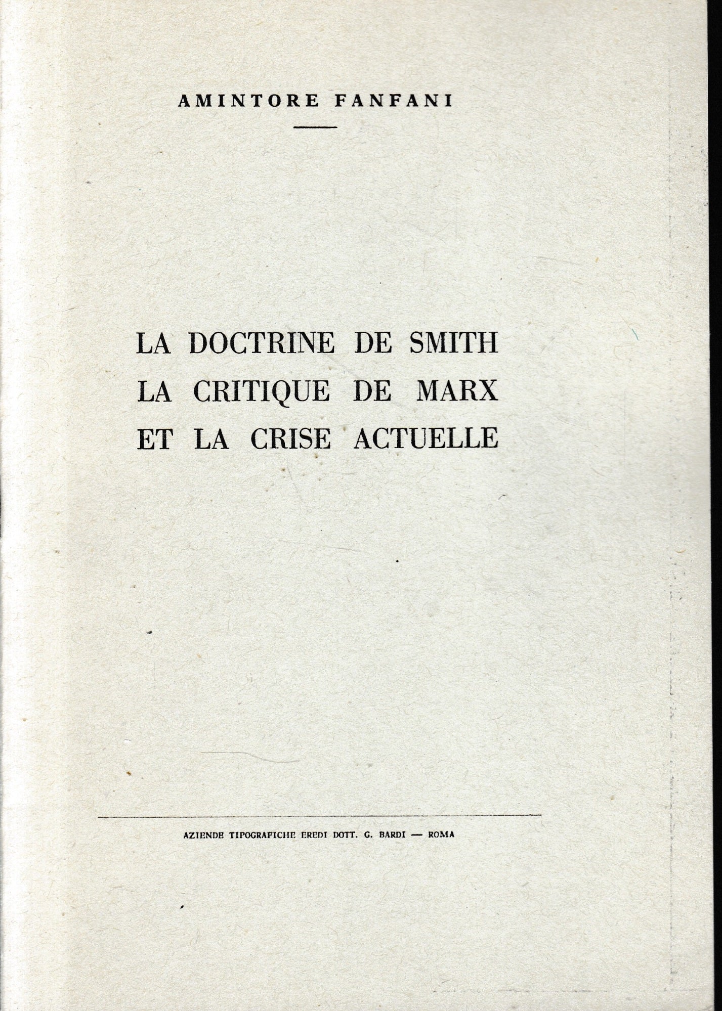 La doctrine de Smith la critique de Marx et la crise actuelle - copertina