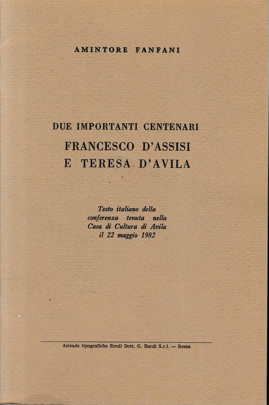 Due importanti centenari Francesco d'Assisi e Teresa D'Avila - copertina