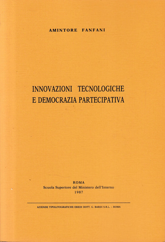 Innovazioni tecnologiche e democrazia partecipativa - copertina