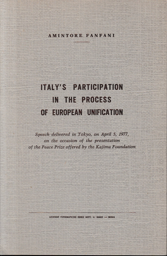 Italy's participation in the process of european unification - copertina