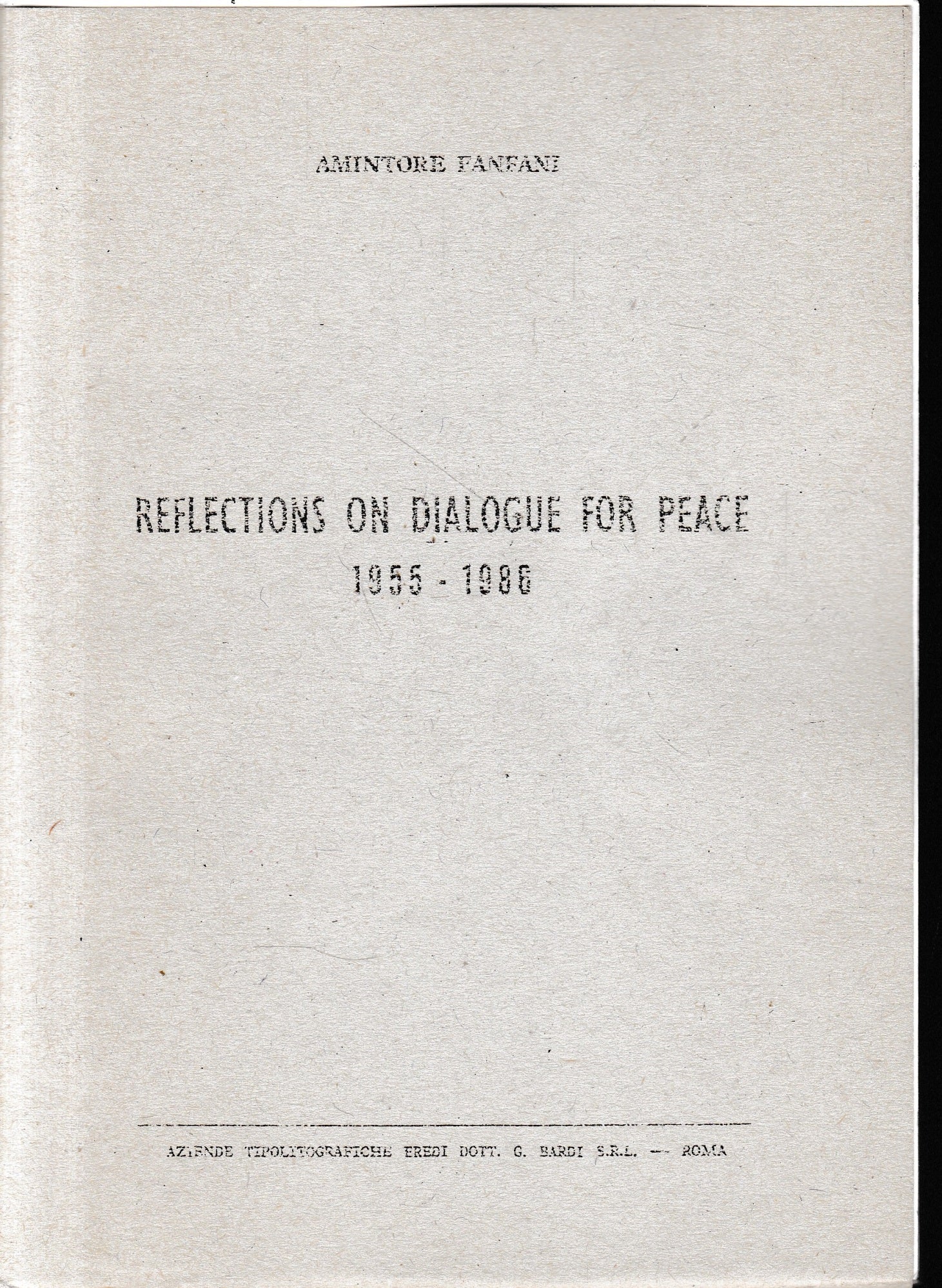 Reflections on dialogue for peace 1955-1986 - copertina