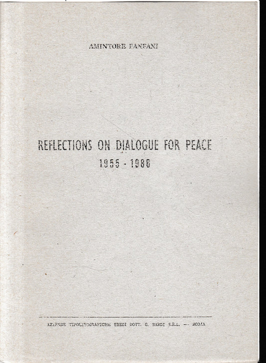 Reflections on dialogue for peace 1955-1986 - copertina