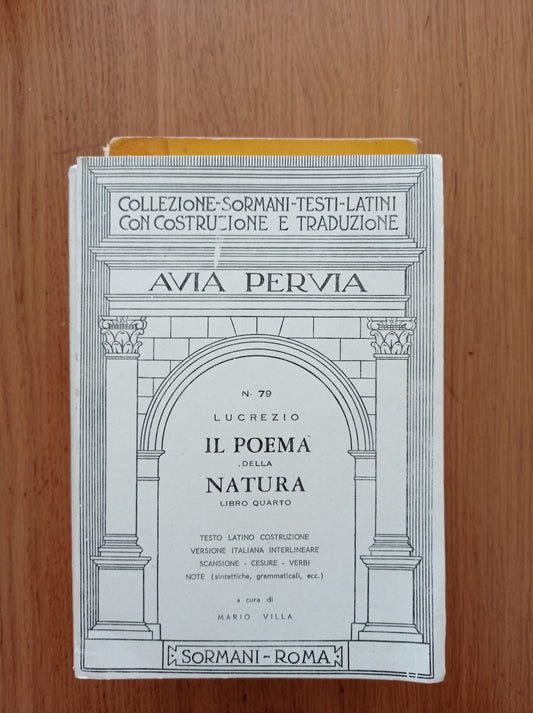 Il poema della natura libro IV - copertina