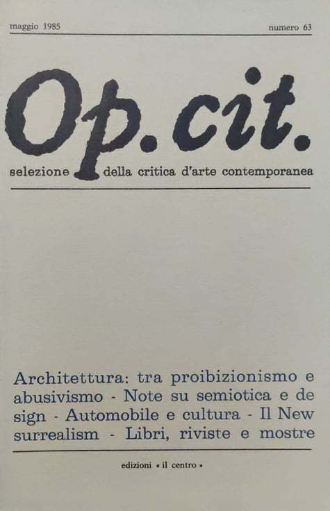 Op. Cit. Selezione della critica d'arte contemporanea  (Numero 63) - copertina