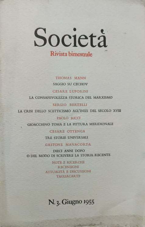 Società. N.3 Giugno 1955 - copertina