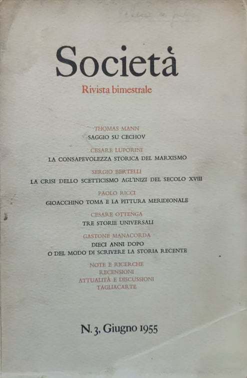 Società. N.3 Giugno 1955 - copertina