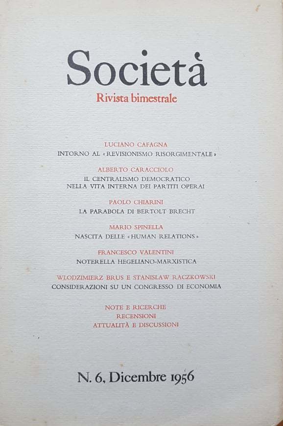 Società N.6 Dicembre 1956 - copertina