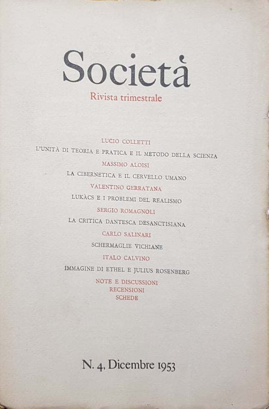 Società. N.4, dicembre 1953 - copertina