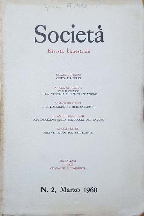 Società N.2, Marzo 1960 - copertina