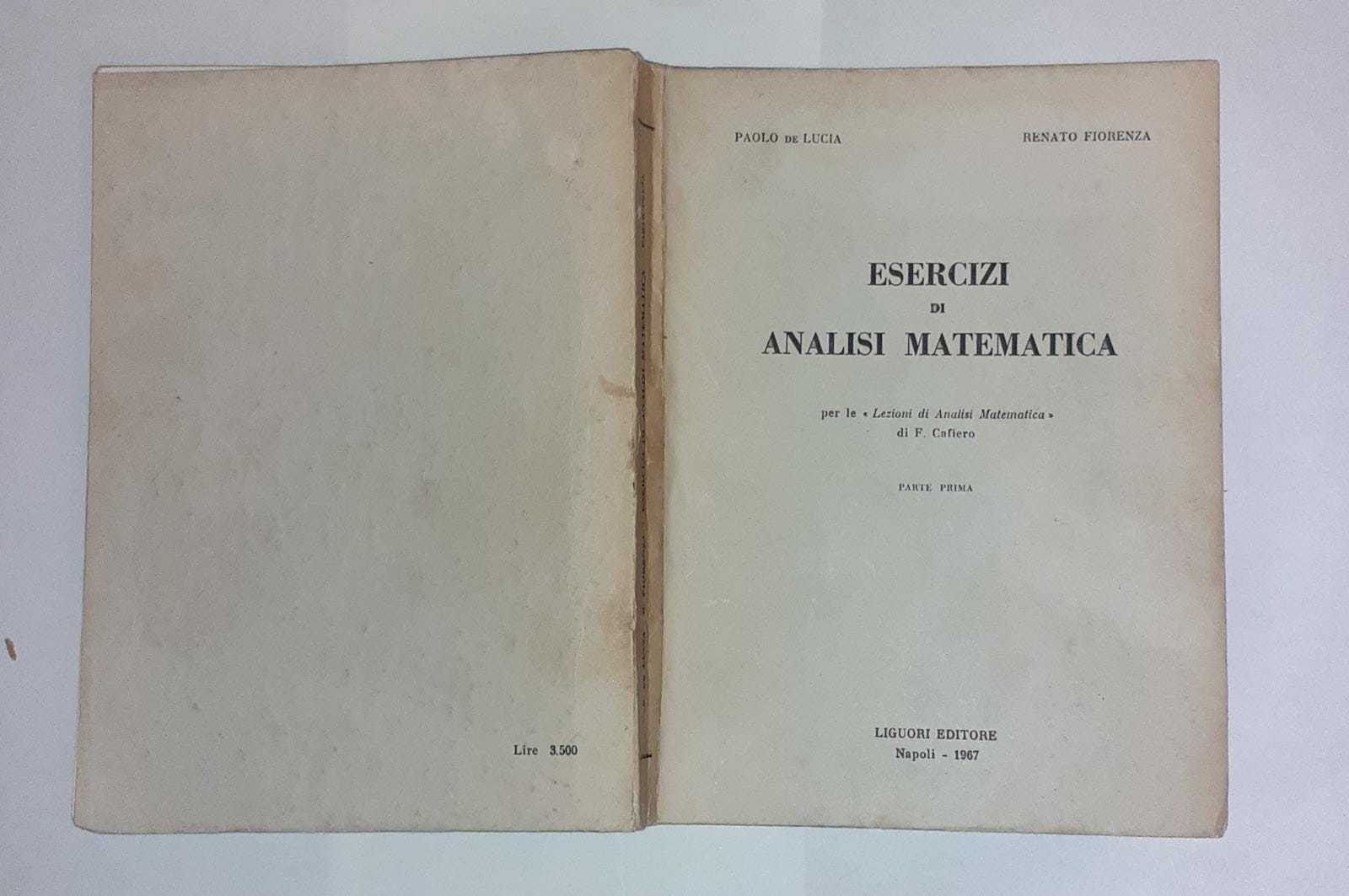 Esercizi di analisi matematica. Parte prima - copertina