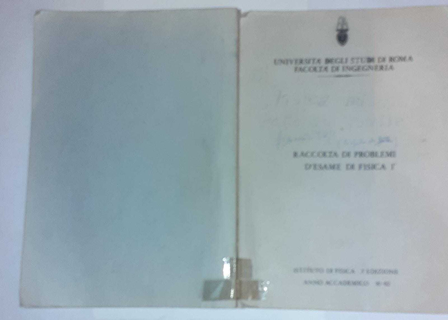 Raccolta di problemi d'esame di fisica 1 - copertina