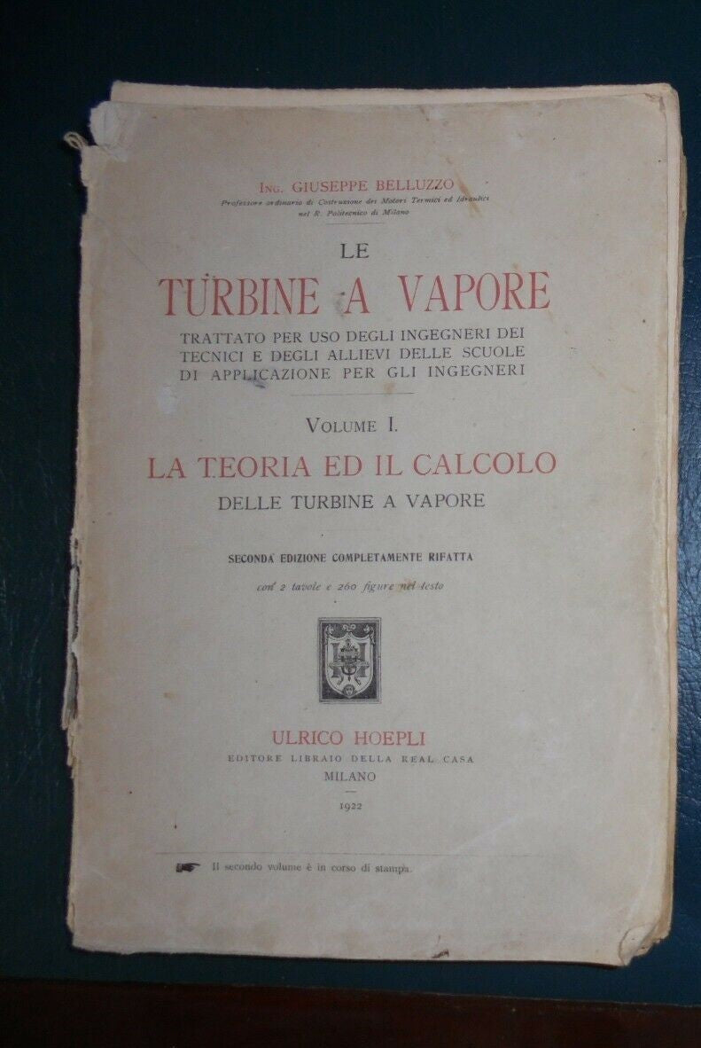 Le turbine a vapore Vol. I - copertina
