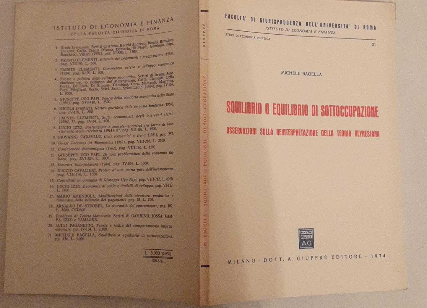 Squilibrio o equilibrio di sottoccupazione. Osservazioni sulla reinterpretazione della teoria Keynesiana - copertina