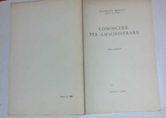 Conoscere per amministrare - copertina