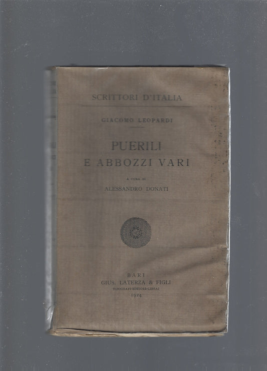 Puerili e abbozzi vari - copertina