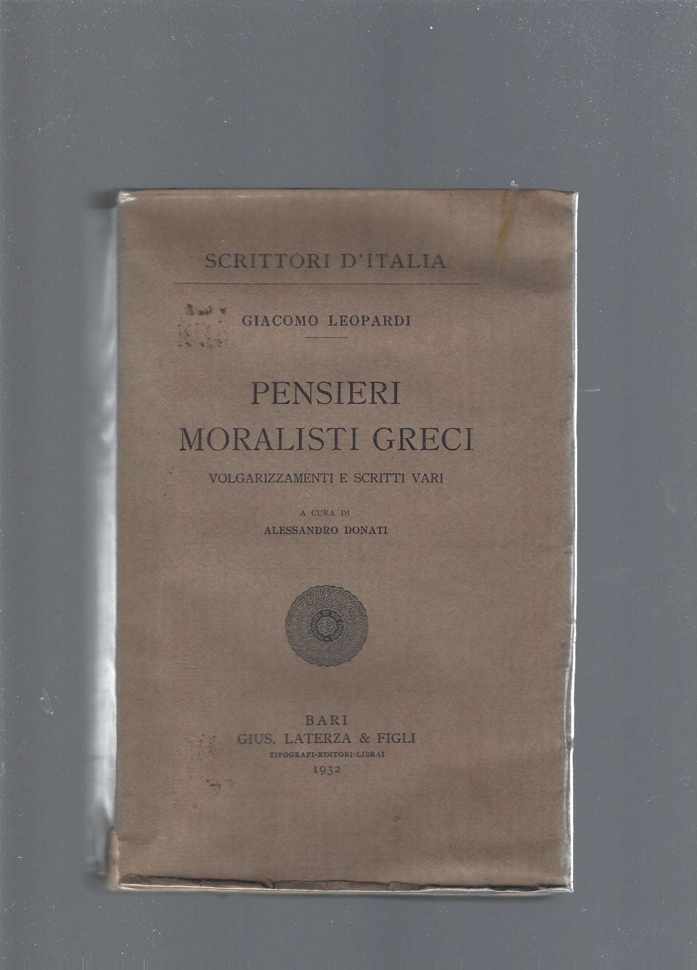 Pensieri moralisti greci - copertina