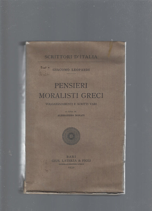 Pensieri moralisti greci - copertina