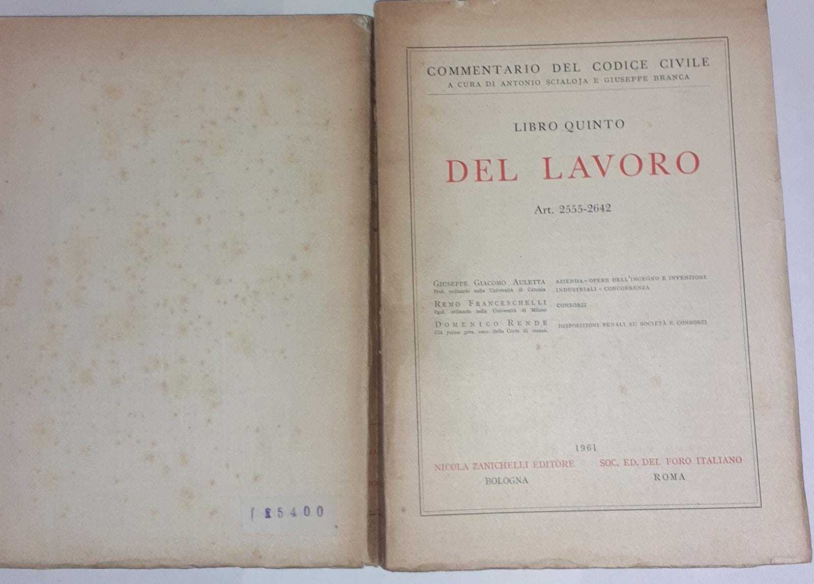 Commentario del codice civile. Libro quinto del lavoro Art. 2555-2642 - copertina