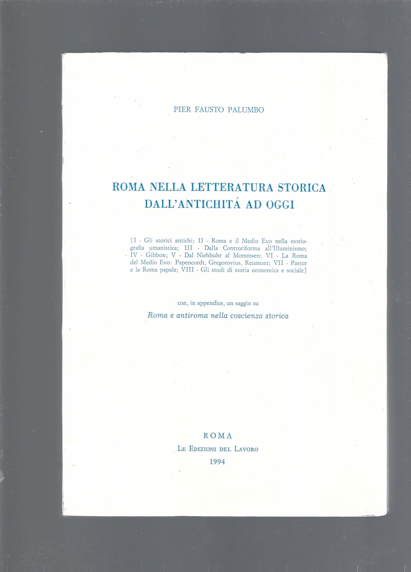 Roma nella letteratura storica dall'antichità ad oggi - copertina