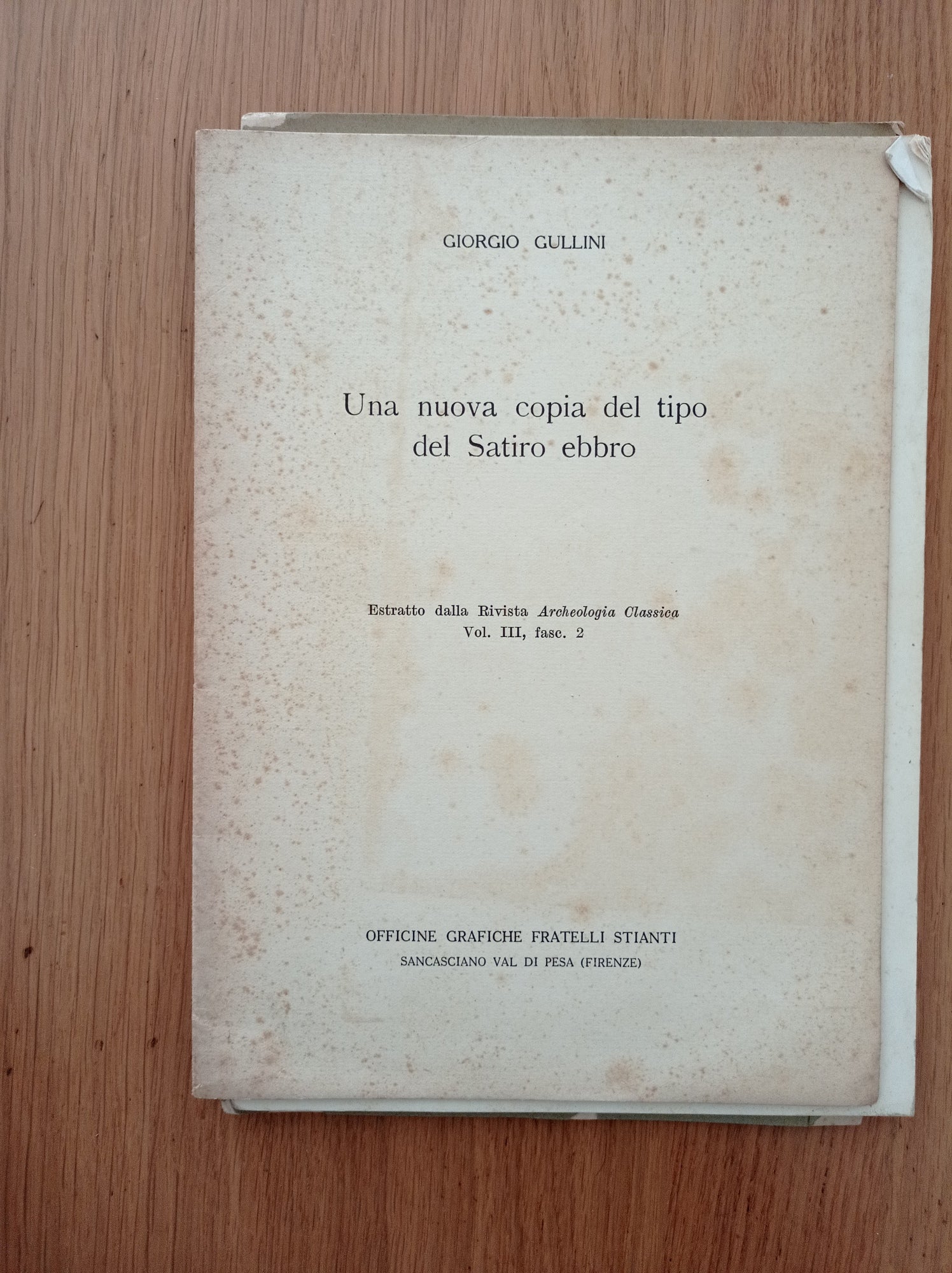 Una nuova copia del tipo del Satiro Ebbro - copertina