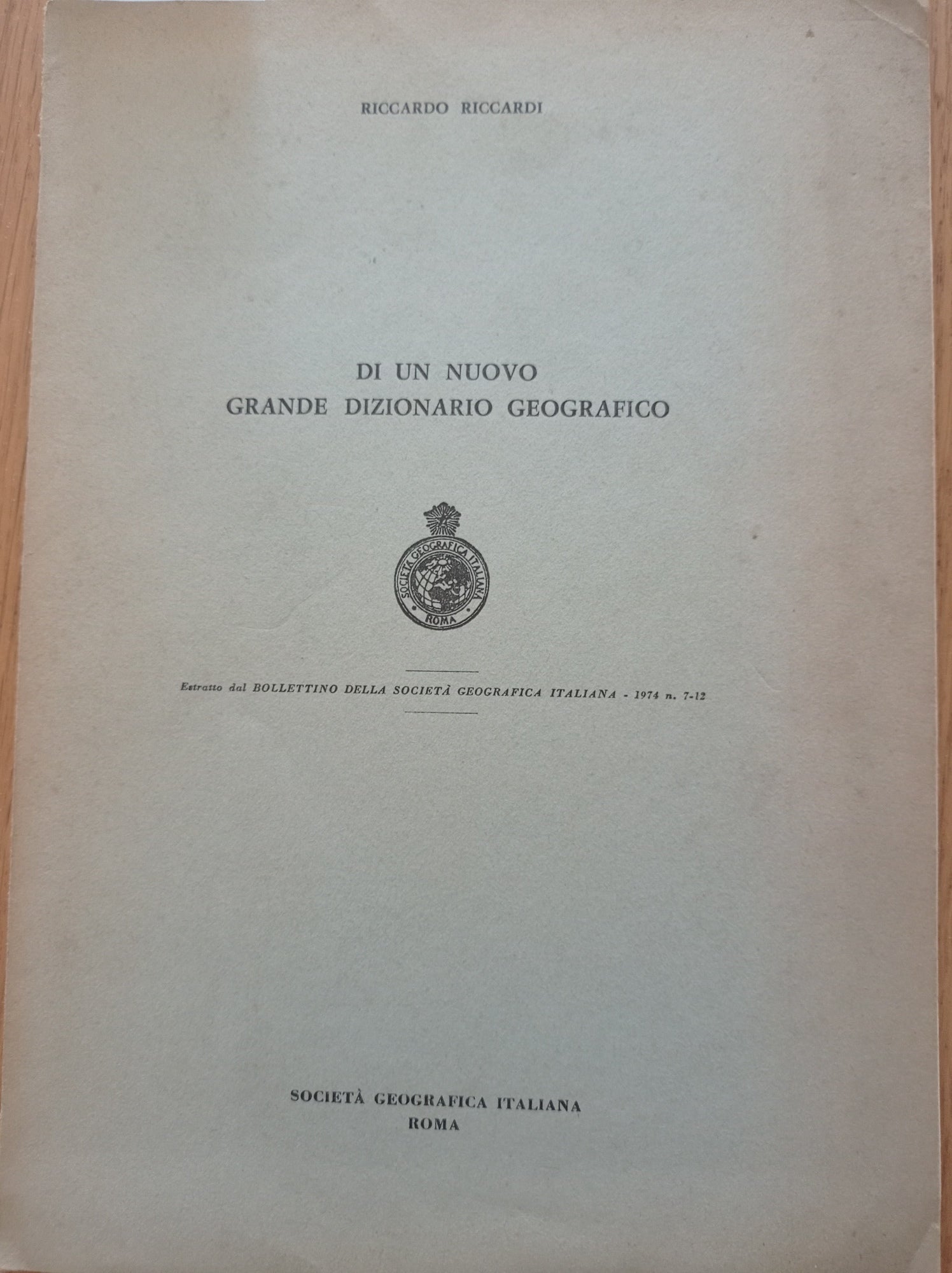 Di un nuovo grande dizionario geografico - copertina