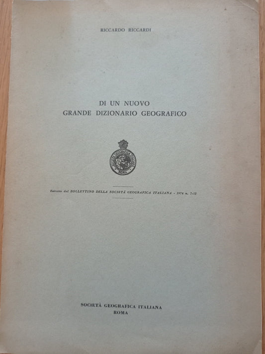 Di un nuovo grande dizionario geografico - copertina