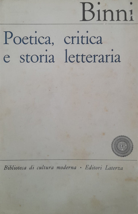 Poetica, critica e storia letteraria - copertina