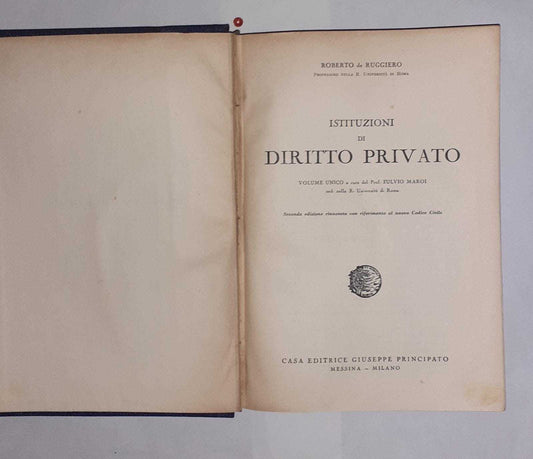 Istituzioni di diritto privato . Volume unico - copertina