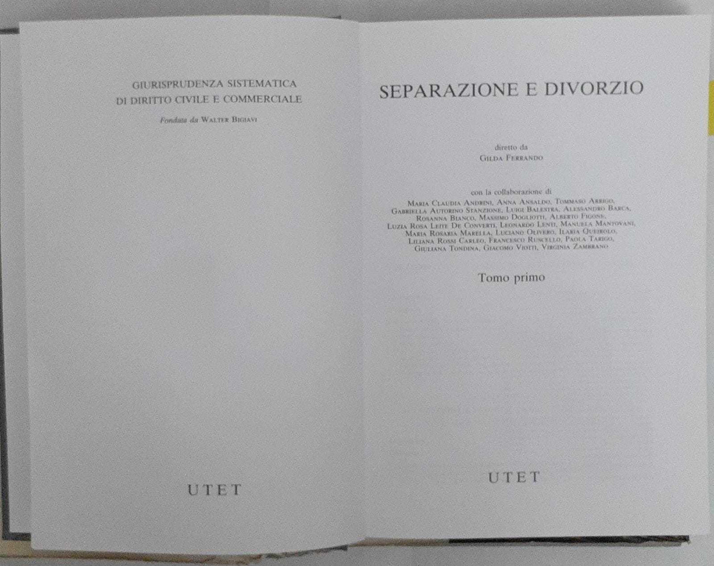 Separazione e divorzio. Tomo primo - copertina