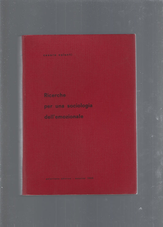 Ricerche per una sociologia dell'emozionale - copertina