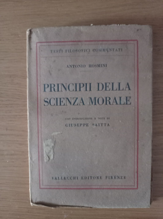 Principii della scienza morale - copertina