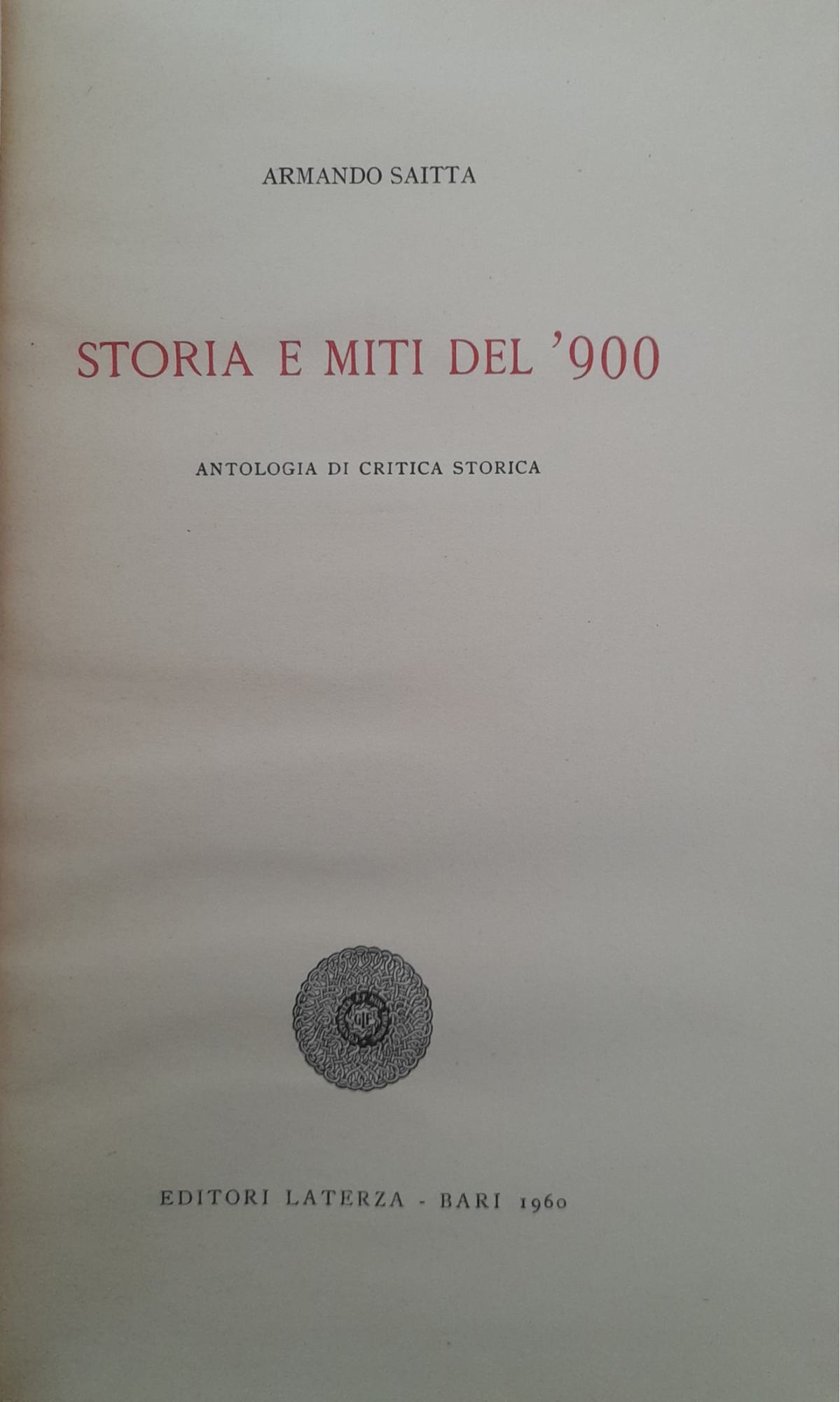 Storia e miti del '900 - copertina