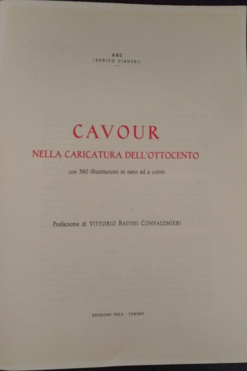 Cavour nella caricatura dell'Ottocento - copertina
