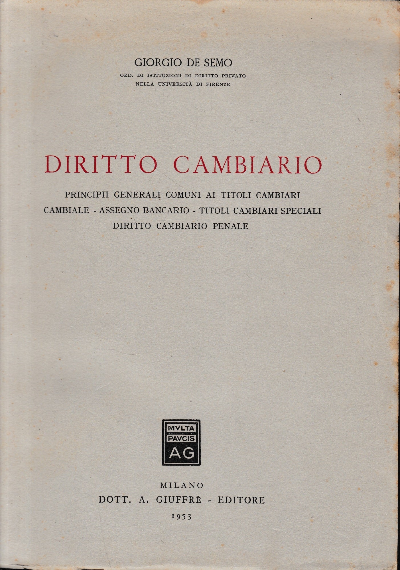 Diritto cambiario - copertina