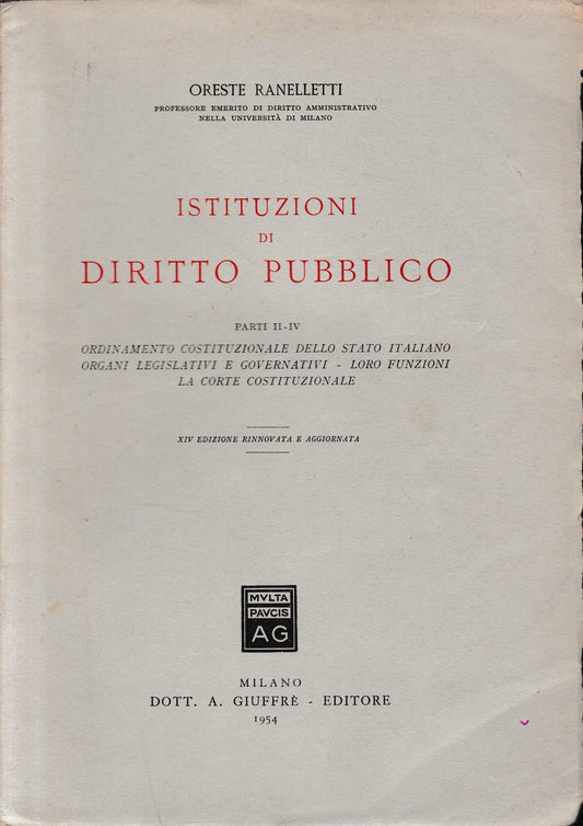 Istituzioni di Diritto pubblico, parti II-IV - copertina