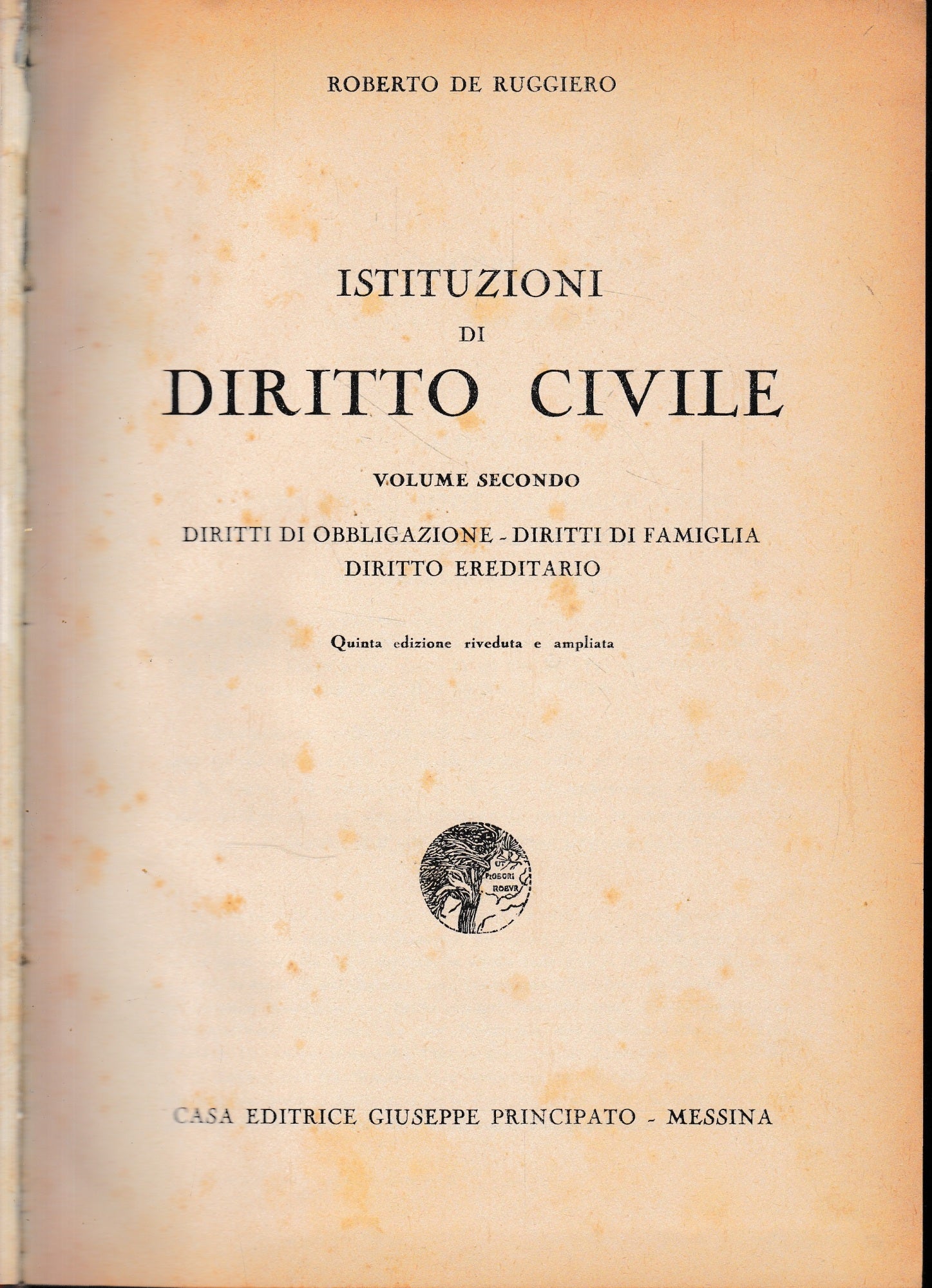 Istituzioni di Diritto Civile, vol. 2° - copertina