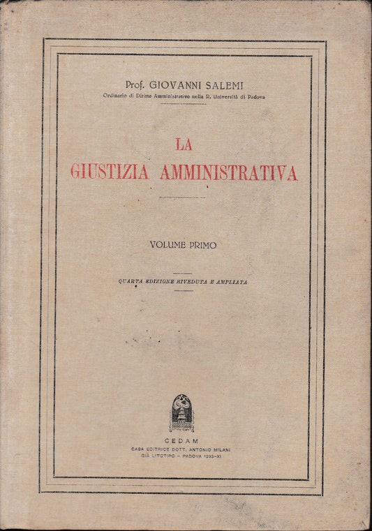 La giustizia amministrativa, vol. 1° - copertina