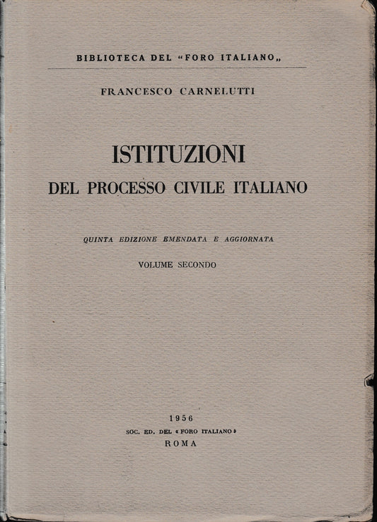 Istituzioni del processo civile italiano, vol. II. - copertina