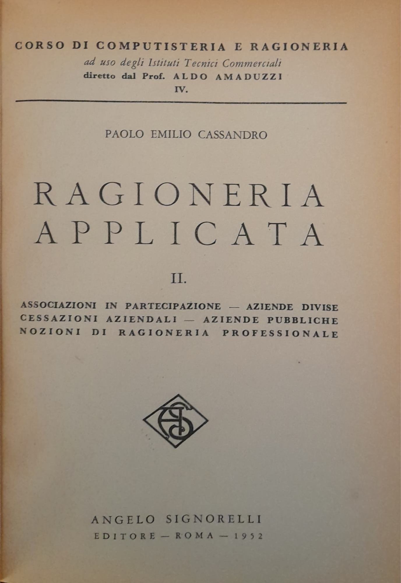 Ragioneria applicata (vol.II) - copertina