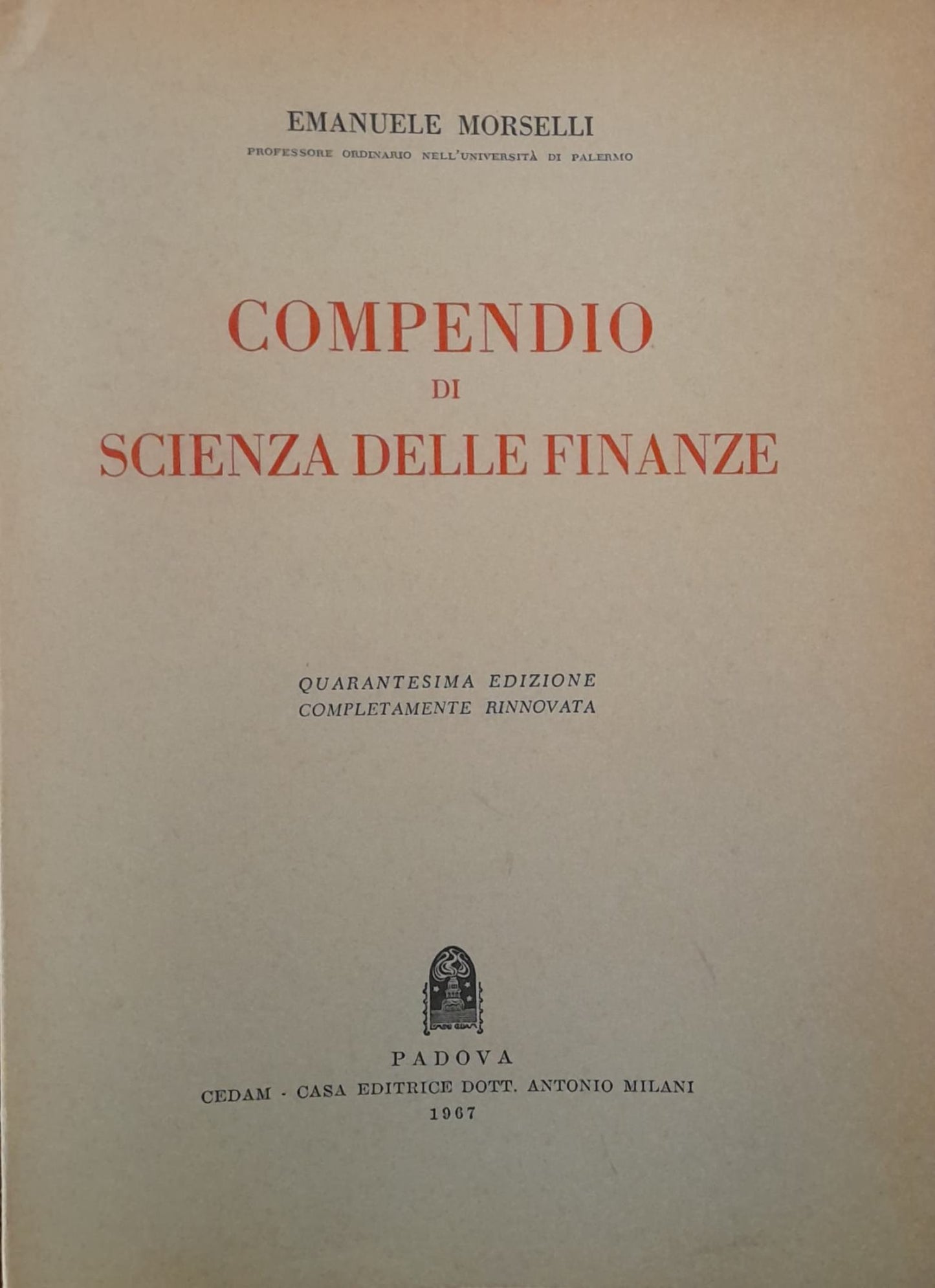 Compendio di scienza delle finanze - copertina