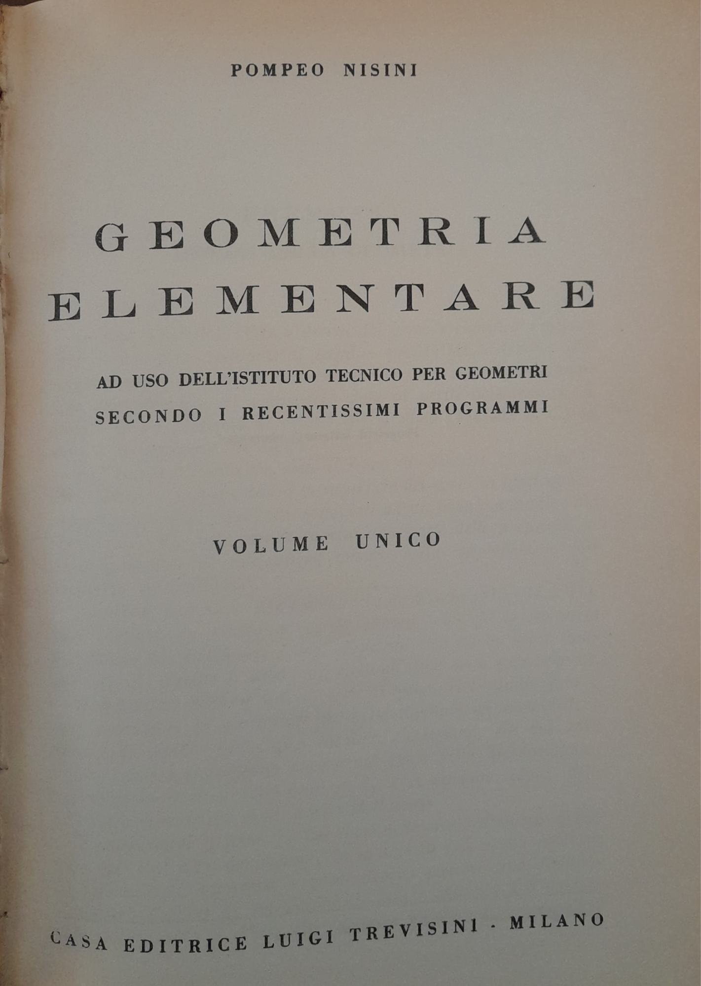Geometria elementare (volume unico) - copertina