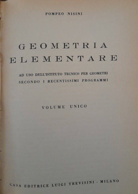 Geometria elementare (volume unico) - copertina