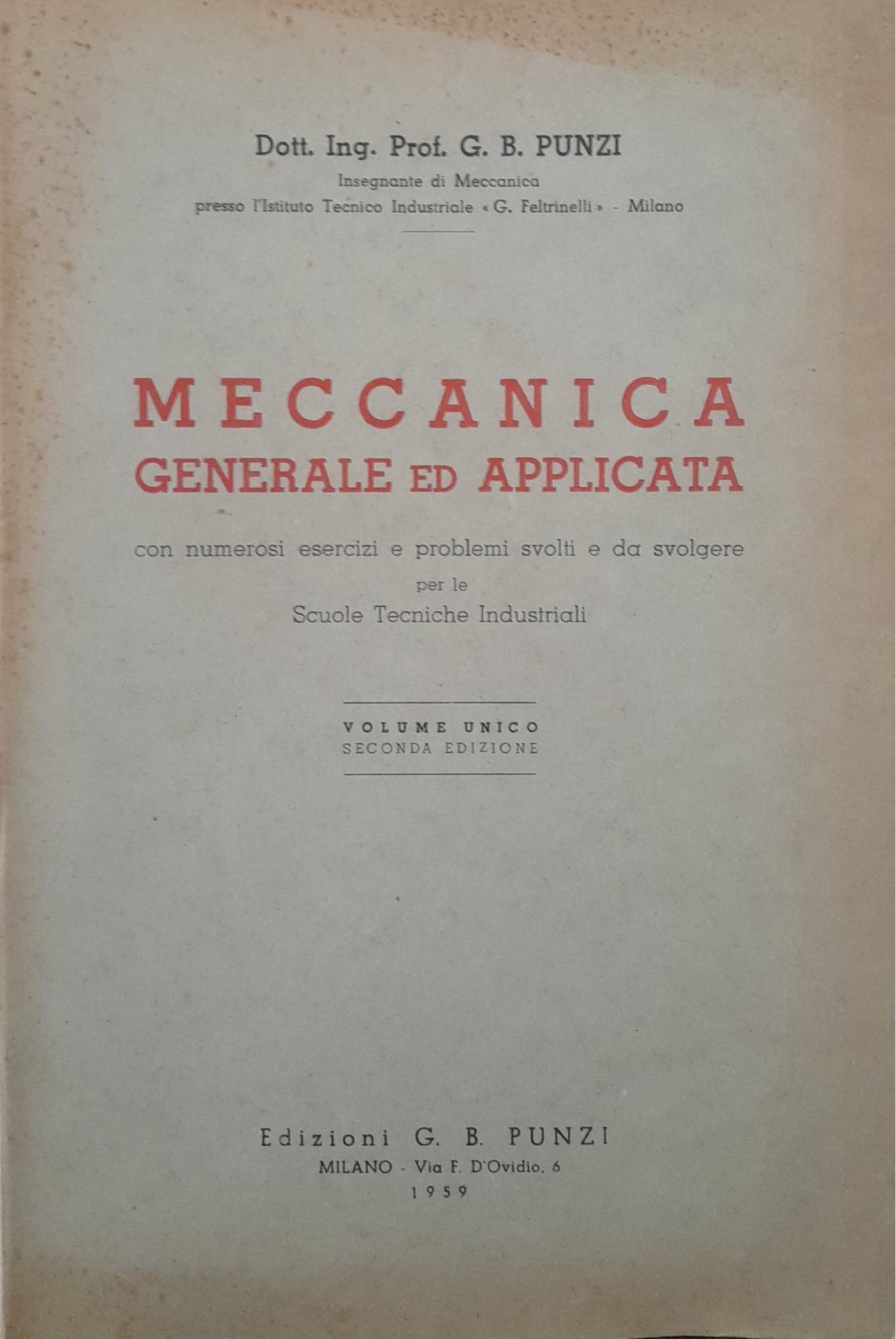 Meccanica generale ed applicata - copertina